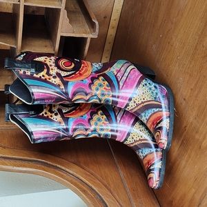 Madeline Puddles Cowboy Rain Boots Size 6 M